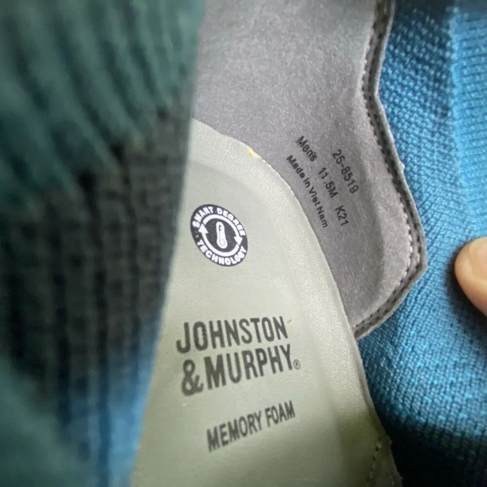 Johnston Murphy Amherst Knit Lace Up Men's 11.5 Teal Blue 258519